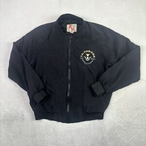 VTG Royal Pacific El Cortez Las Vegas Casino Black Full Zip Silk Jacket Men's M